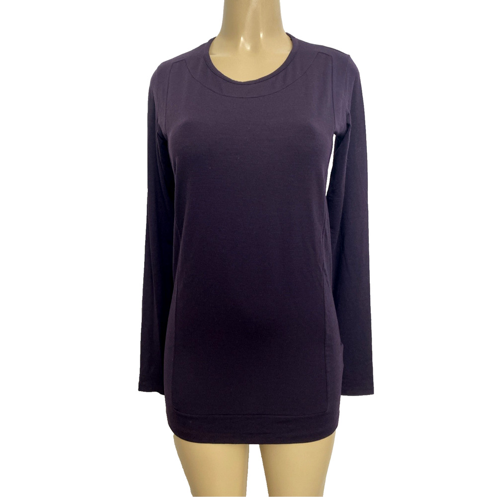 Jil Sander Wool Mini Dress Lightweight Long Sleeve Purple Round Neck Sweater M
